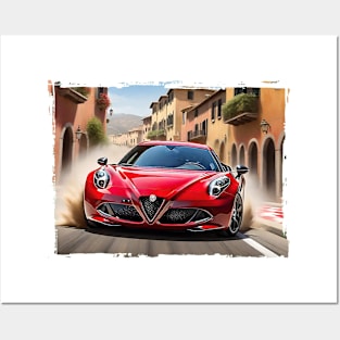 Speeding Alfa Romeo 4C Posters and Art